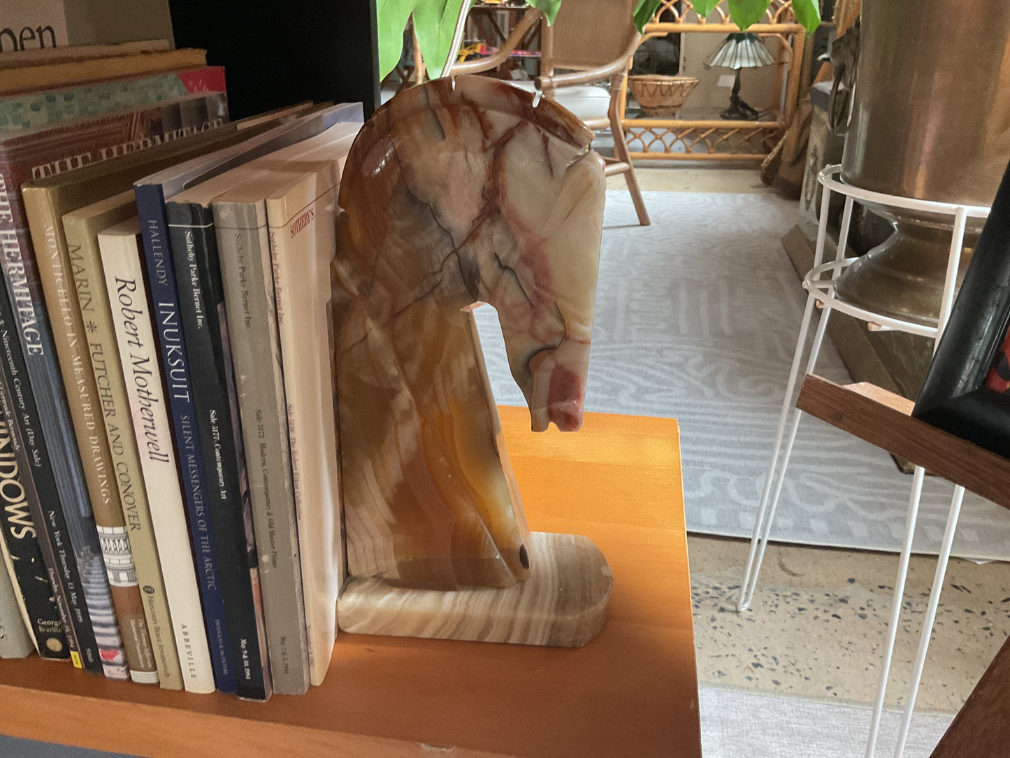 Pair of Large 11” Onyx Horsehead Bookends