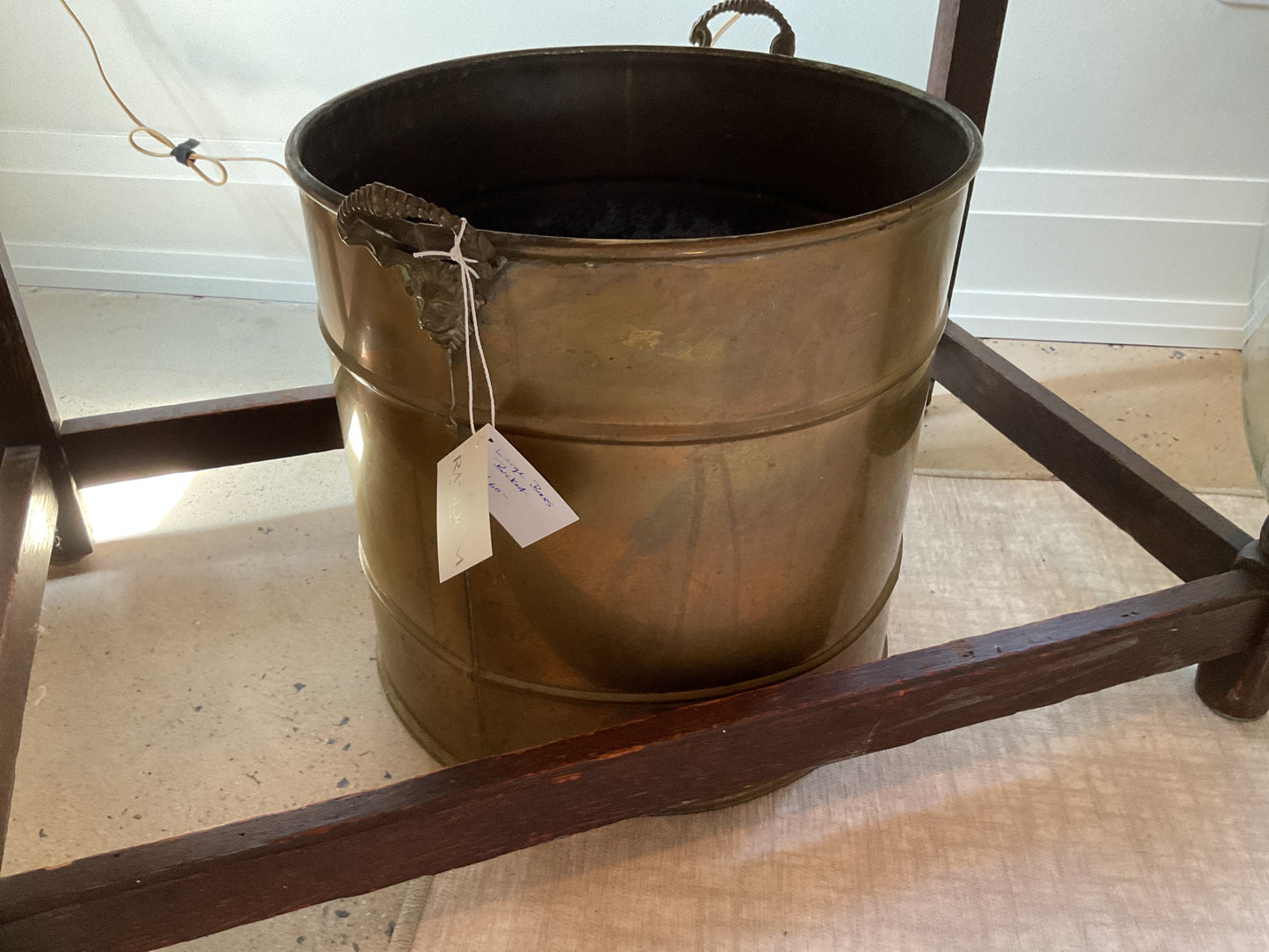Large Brass Bucket w/ Lion Head Handles