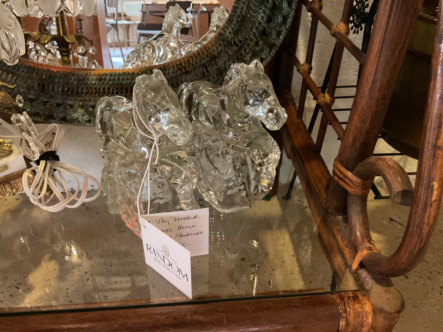 Vtg Pressed Glass Horse Figures/Bookends