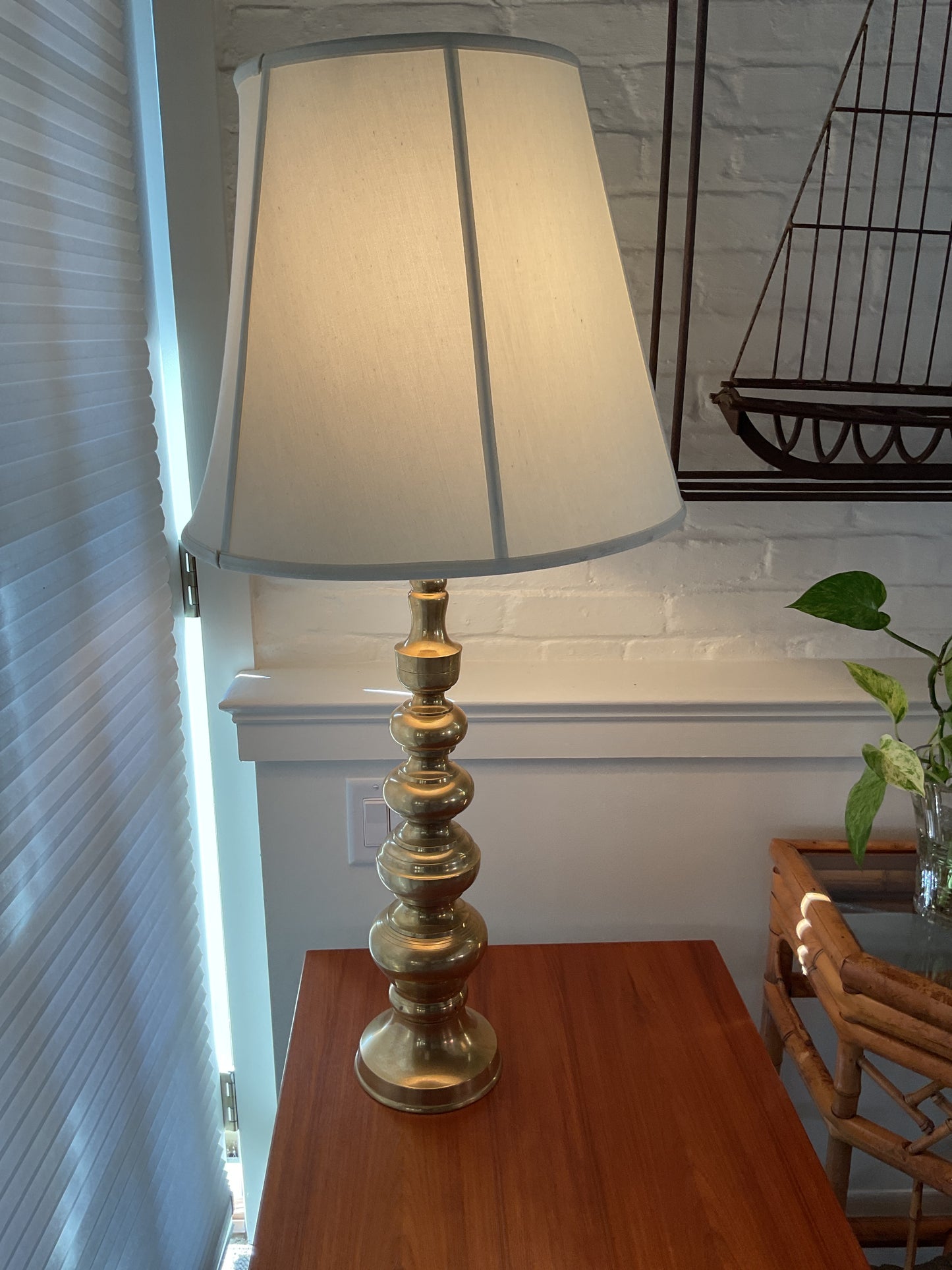 Tall Brass Table Lamp Pair