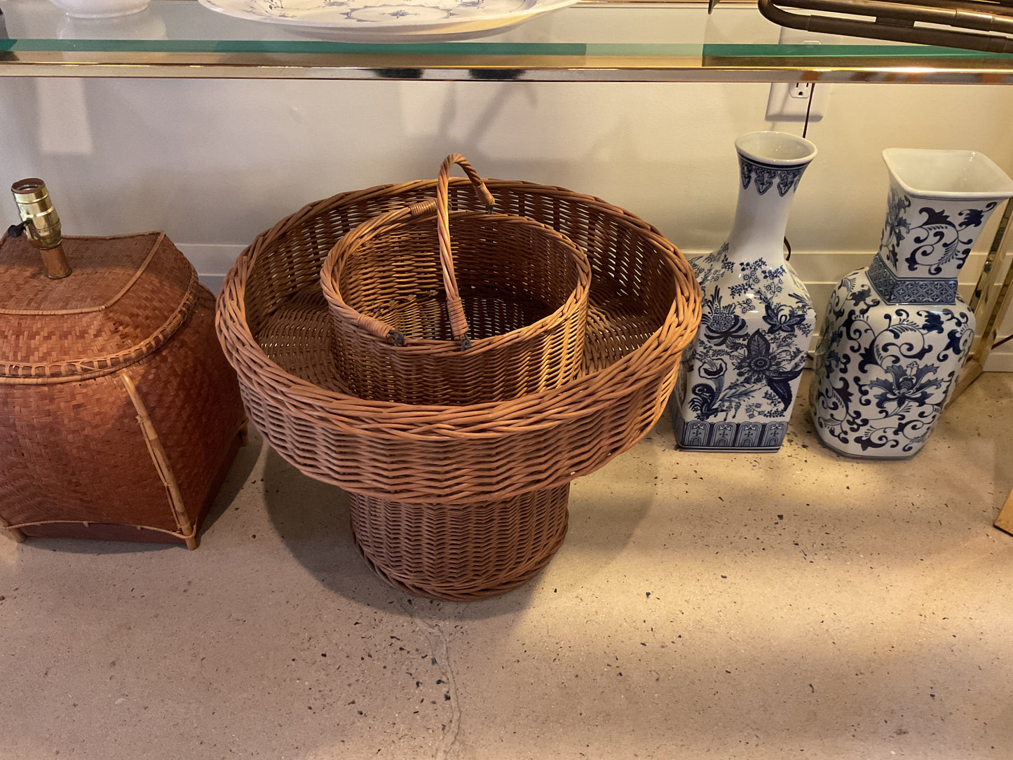 Antique Wicker Harvest Basket (France)
