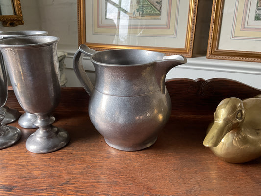 Vtg Pewter Tavern Pitcher