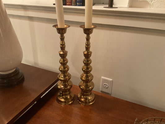 Vtg Pair of Brass Taper Candlestick Holders Homco (Japan)