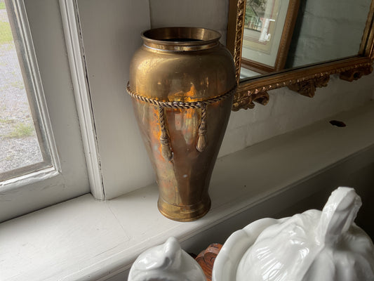 Brass Vase w/ Rope and Tassel