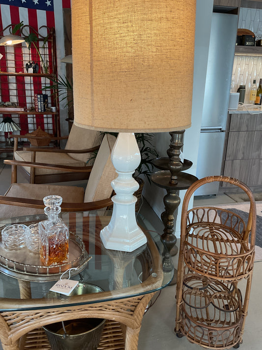Vtg White Porcelain Lamp