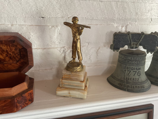 1950’s Brass Military Rifleman on Onyx Base
