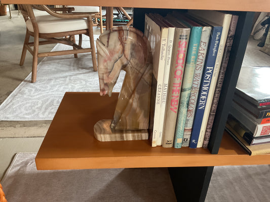 Pair of Large 11” Onyx Horsehead Bookends