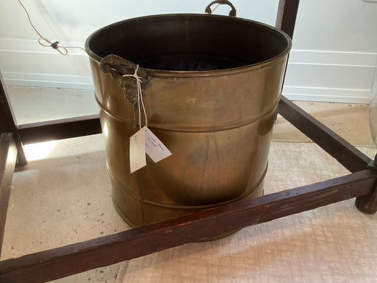 Large Brass Bucket w/ Lion Head Handles
