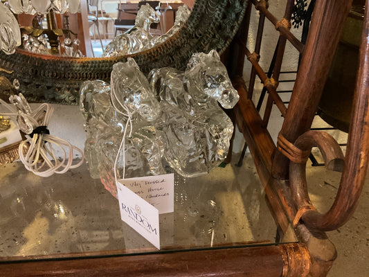 Vtg Pressed Glass Horse Figures/Bookends