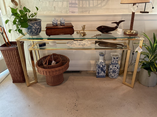 Brass and Glass Graduated Console Table