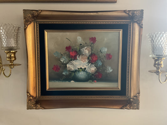 Signed Floral Oil on Canvas Painting