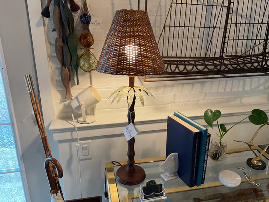 Faux Bamboo Lamp w/ Palm Fronds