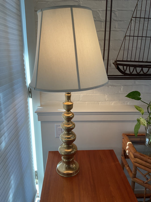 Tall Brass Table Lamp Pair