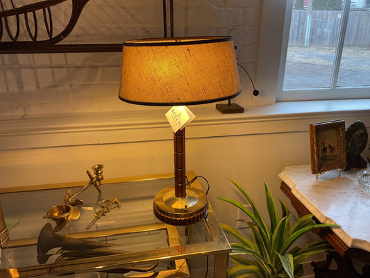 MCM Wood and Brass Accent Lamp